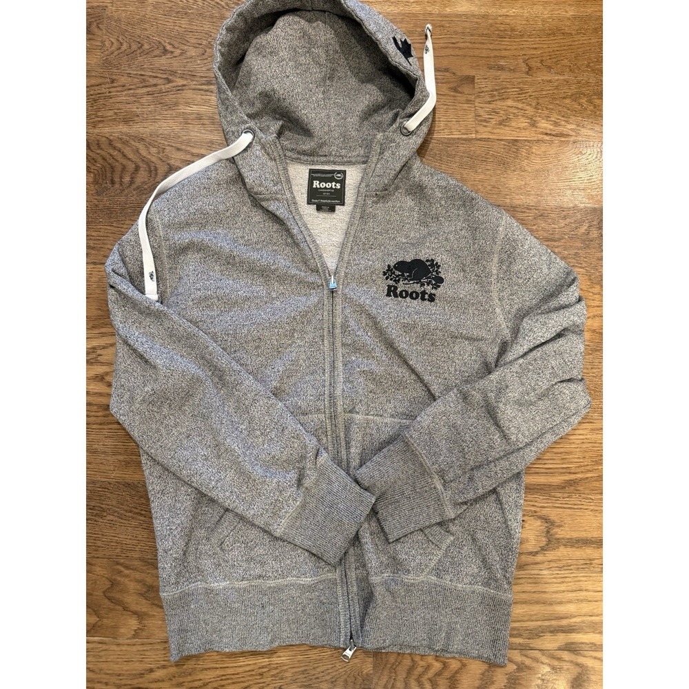 Roots Canada Tracksuit Sweatsuit Zip Hoodie Joggers Grey Men's Large 2 Piece Set - Picture 2 of 8